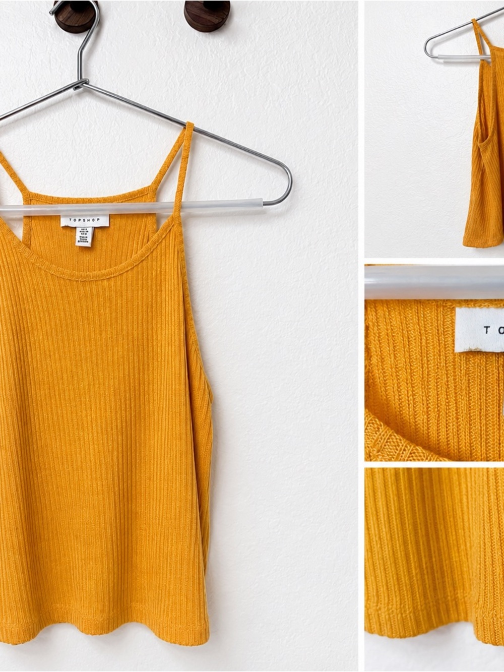 Topshop Ribbed Mustard Yellow Swing Tank Top Cami Size US 4